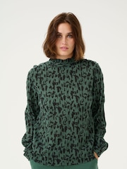 Kaffe KAluna High Neck Regular Fit Black Blouse - Image 1 of 5