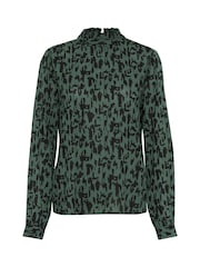 Kaffe KAluna High Neck Regular Fit Black Blouse - Image 4 of 5