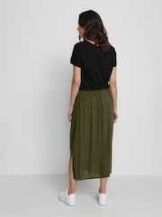 Kaffe Sally Elastic Waist Maxi Green Skirt - Image 1 of 5