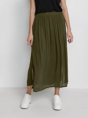 Kaffe Sally Elastic Waist Maxi Green Skirt - Image 3 of 5