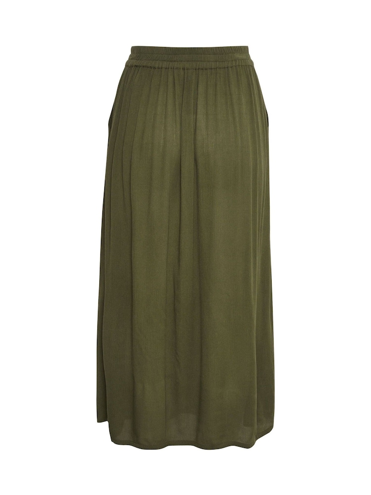 Kaffe Sally Elastic Waist Maxi Green Skirt - Image 5 of 5