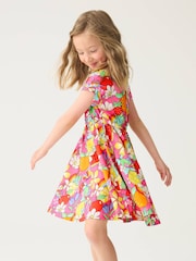 Little Bird by Jools Oliver Pink Fruit Print Rainbow Short Sleeve Jersey Dress - Image 2 of 6
