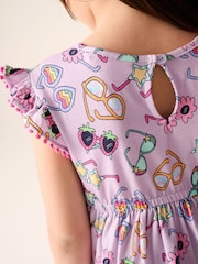 Little Bird by Jools Oliver Lilac Purple Sunglasses Frilled Sleeve Tiered Dress - Image 3 of 8