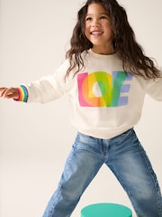 Little Bird by Jools Oliver Multi Rainbow Love Sweatshirt - Image 10 of 21