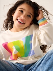 Little Bird by Jools Oliver Multi Rainbow Love Sweatshirt - Image 12 of 21