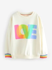 Little Bird by Jools Oliver Multi Rainbow Love Sweatshirt - Image 15 of 21