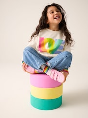 Little Bird by Jools Oliver Multi Rainbow Love Sweatshirt - Image 4 of 21