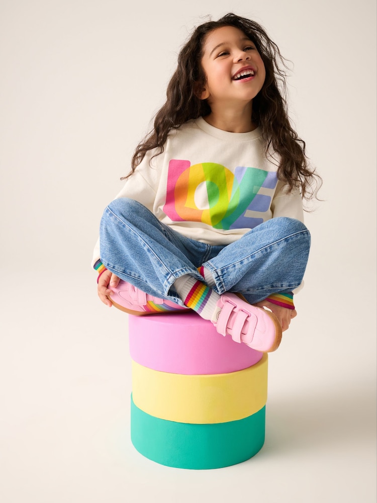 Little Bird by Jools Oliver Multi Rainbow Love Sweatshirt - Image 4 of 7