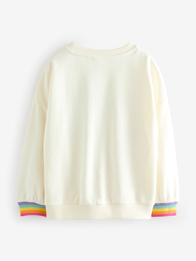 Little Bird by Jools Oliver Multi Rainbow Love Sweatshirt - Image 6 of 7