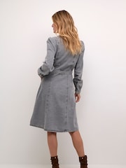 Cream Grey Classic Denim Midi Dress - Image 3 of 6