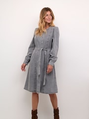 Cream Grey Classic Denim Midi Dress - Image 4 of 6
