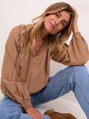 Cream CRMila Long Sleeve Brown Blouse - Image 1 of 6