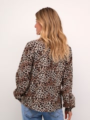 Cream Leopard Print Casual Black Shirt - Image 4 of 6