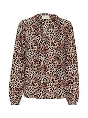 Cream Leopard Print Casual Black Shirt - Image 5 of 6