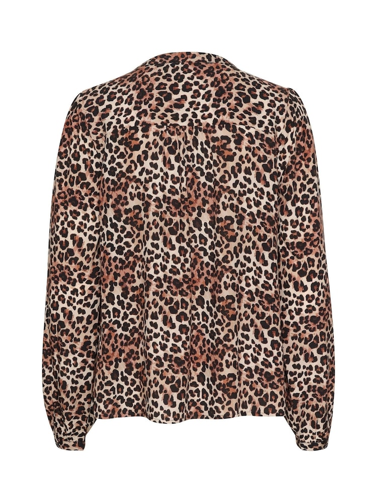 Cream Leopard Print Casual Black Shirt - Image 6 of 6