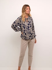 Cream CRLucy Tie Neck Blue Blouse - Image 3 of 6