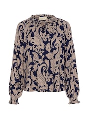 Cream CRLucy Tie Neck Blue Blouse - Image 5 of 6