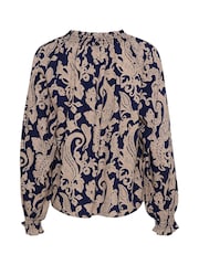 Cream CRLucy Tie Neck Blue Blouse - Image 6 of 6