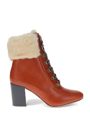 Jones Bootmaker Natural Kelsie Faux Fur-Cuffed Ankle Boots - Image 1 of 5