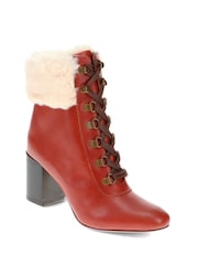 Jones Bootmaker Natural Kelsie Faux Fur-Cuffed Ankle Boots - Image 4 of 5