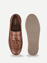 Off The Hook Tan Brown Tiger Tassel Loafers - Image 3 of 6