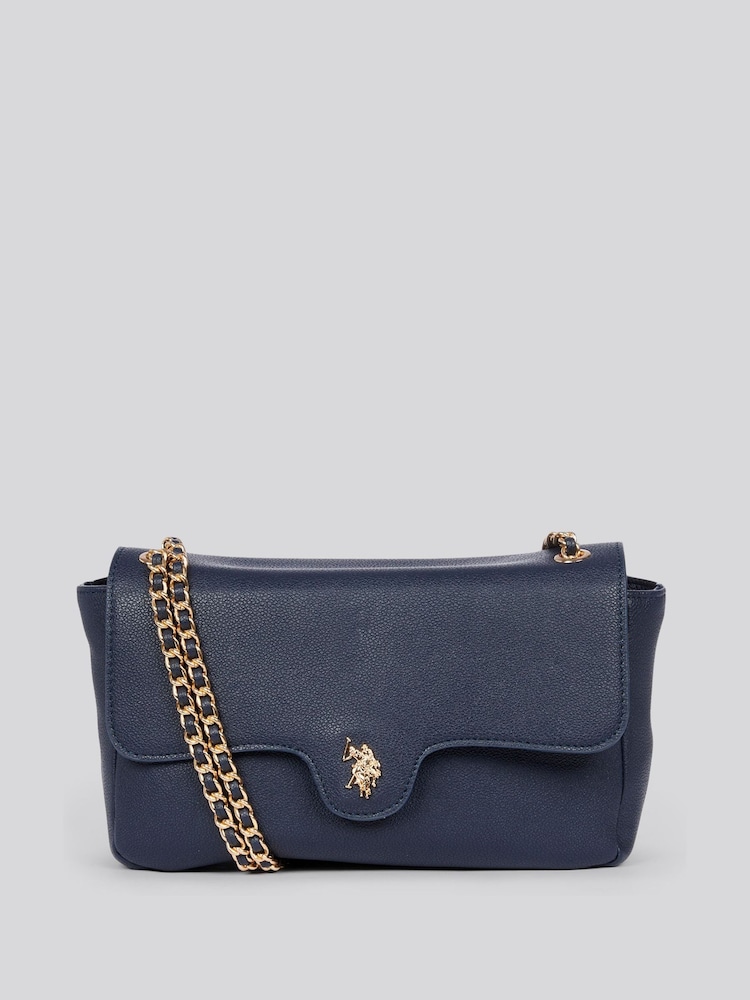 U.S. Polo Assn. Blue Womens Jones Flap Cross-Body Chain Bag - Image 1 of 6