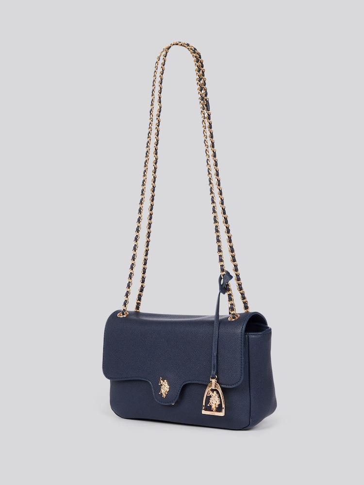 U.S. Polo Assn. Blue Womens Jones Flap Cross-Body Chain Bag - Image 2 of 6