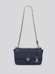 U.S. Polo Assn. Blue Womens Jones Flap Cross-Body Chain Bag - Image 4 of 6