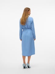 VERO MODA Blue Belted Shirt Midi Dress - Image 4 of 5