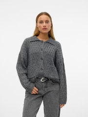 Vero Moda dolg rokav; z dolgimi rokavi polo ovratnik pletena teksturirana pletena jopa - Slika 1 iz 5