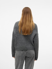 Vero Moda dolg rokav; z dolgimi rokavi polo ovratnik pletena teksturirana pletena jopa - Slika 2 iz 5