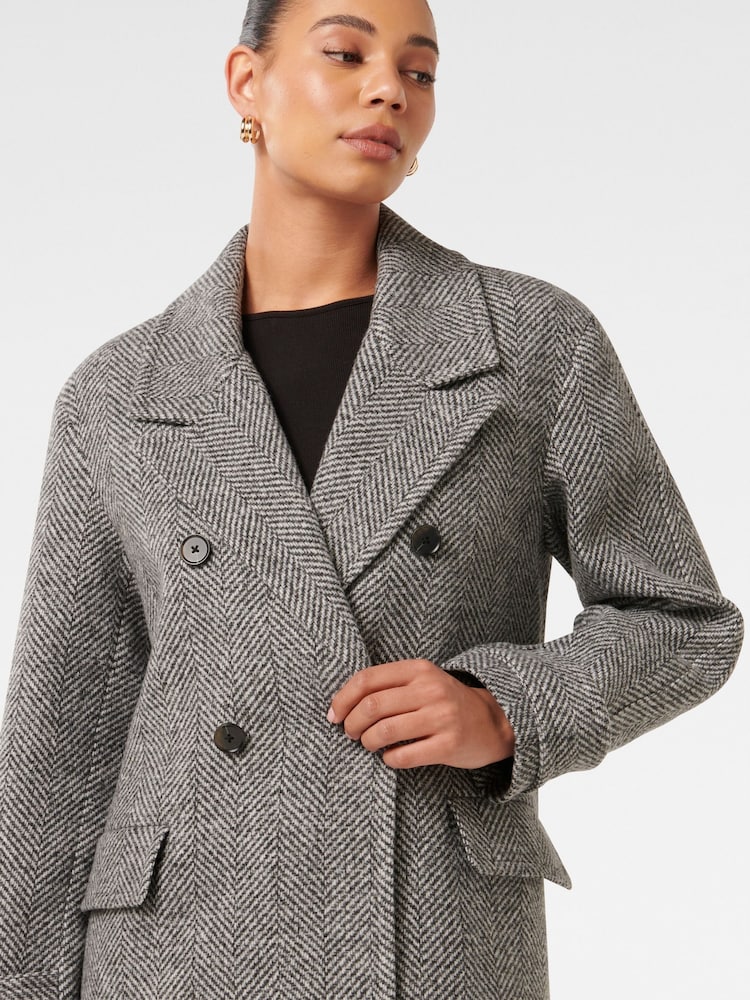 Forever New Grey Candice Double Breasted Coat - Image 3 of 5