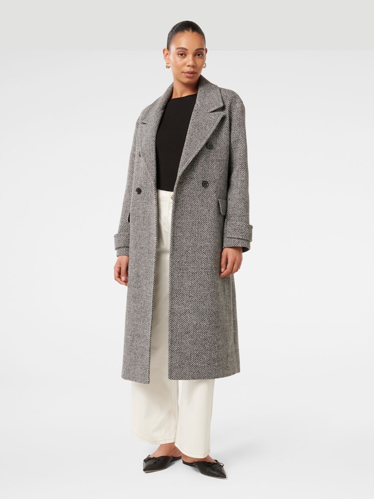 Forever New Grey Candice Double Breasted Coat - Image 4 of 5