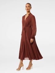 Forever New Red Cassidy Petite Shirred Neck Midi Dress - Image 3 of 4