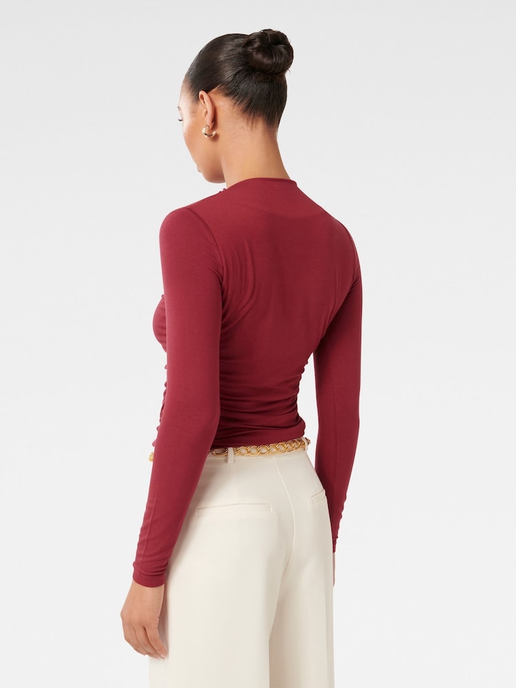 Forever New Red Zona Ruched Neck Top - Image 2 of 5
