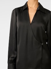 Forever New Black Minnie Petite Wrap Shirt - Image 3 of 5