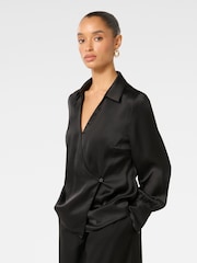 Forever New Black Minnie Petite Wrap Shirt - Image 4 of 5