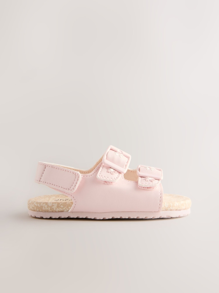 Pink Floral Embroidery - Touch And Fasten Baby Sandals (0-24mths) - Imagen 2 de 5 Pink Floral Embroidery - Touch And Fasten Baby Sandals (0-24mths) - Imagen 2 de 5