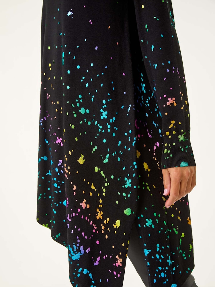 Roman Black Border Splash Foil Print Tunic - Image 6 of 6