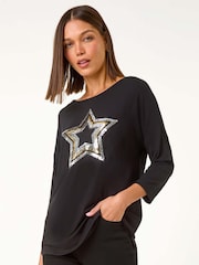 Roman Embelished Sequin Star Stretch Top - Imagen 3 de 6