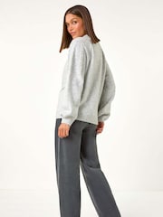 Roman Grey Pearl Embellished Cable Knit Jumper - Image 4 of 6