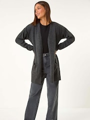 Roman Black Soft Knit Longline Cardigan - Image 1 of 5
