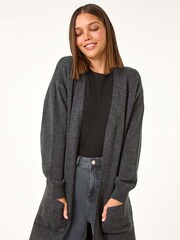 Roman Black Soft Knit Longline Cardigan - Image 2 of 5