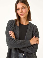 Roman Black Soft Knit Longline Cardigan - Image 4 of 5