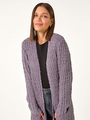 Roman Purple Popcorn Textured Longline Cardigan - Image 1 of 5