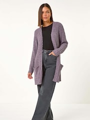 Roman Purple Popcorn Textured Longline Cardigan - Image 2 of 5
