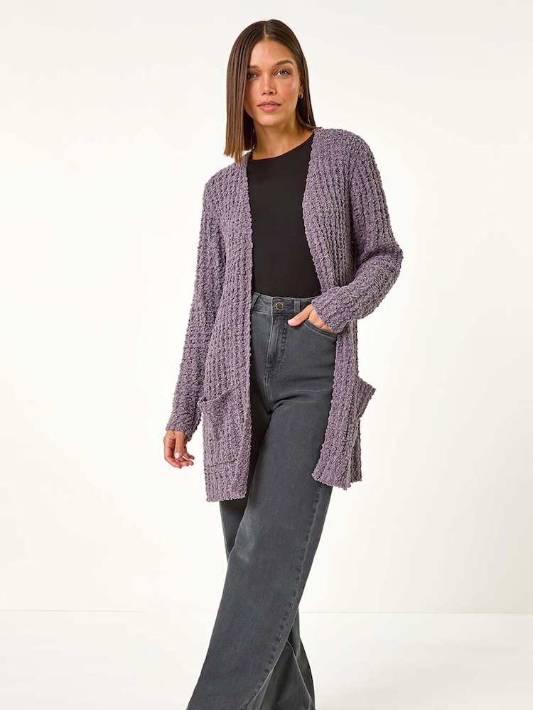 Roman Purple Popcorn Textured Longline Cardigan - Image 2 of 5