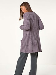 Roman Purple Popcorn Textured Longline Cardigan - Image 3 of 5
