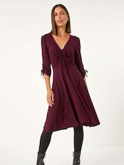 Roman Red Ditsy Paisley Print Gathered Dress - Image 2 of 5