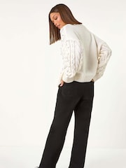 Roman White Diamante Cable Knit Jumper - Image 4 of 5